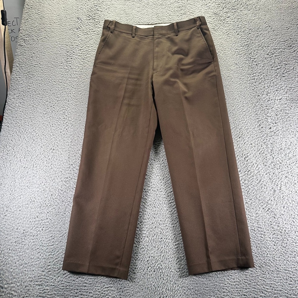 Blair Adjust-A-Band Pant Men's 34x29 Brown Polyester Dress Straight Leg Business